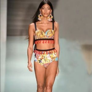 Tassel high waisted bikini with strap.